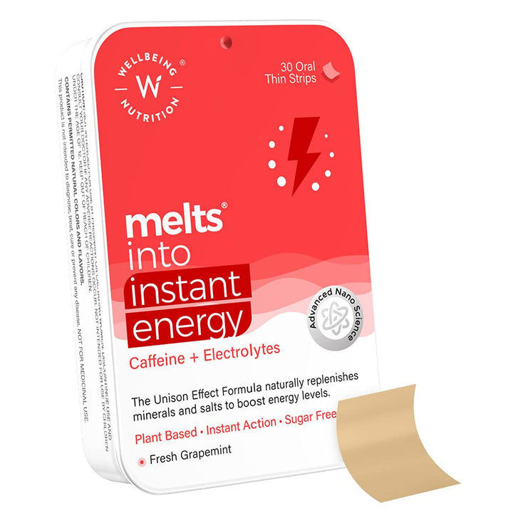 Wellbeing Nutrition Melts Instant Energy, Caffeine + Electrolytes  (30 Oral Strips) Wellbeing Nutrition