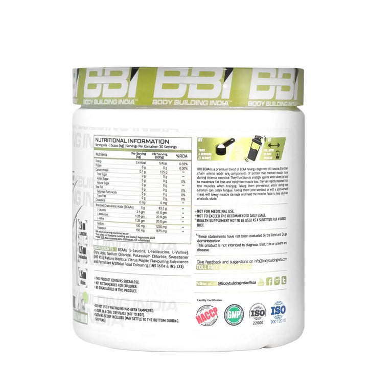 Body Building India BBI BCAA 180g Product vendor