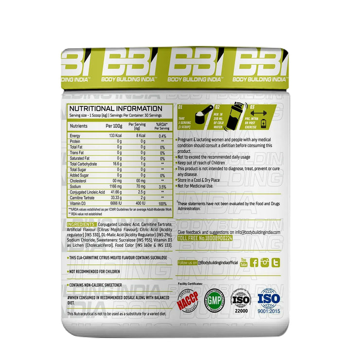 Body Building India BBI CLA+Carnitine 180g Product vendor