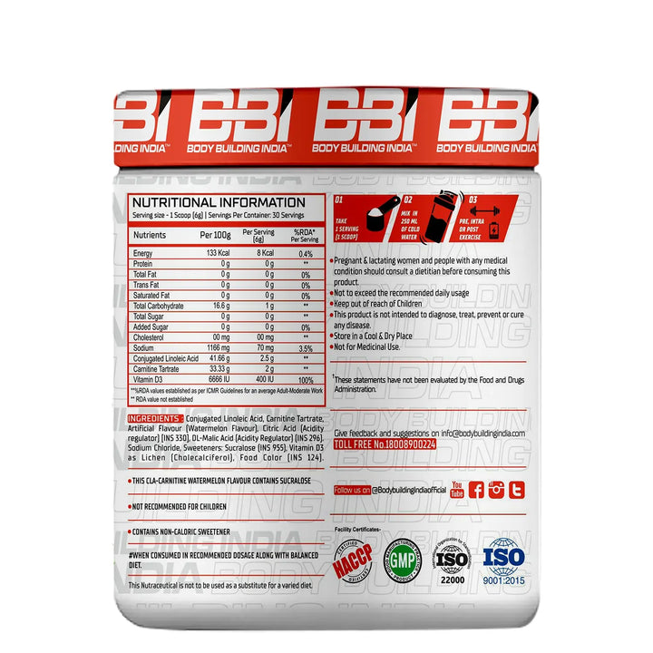 Body Building India BBI CLA+Carnitine 180g Product vendor