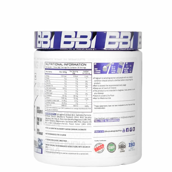 Body Building India BBI CLA+Carnitine 180g Product vendor