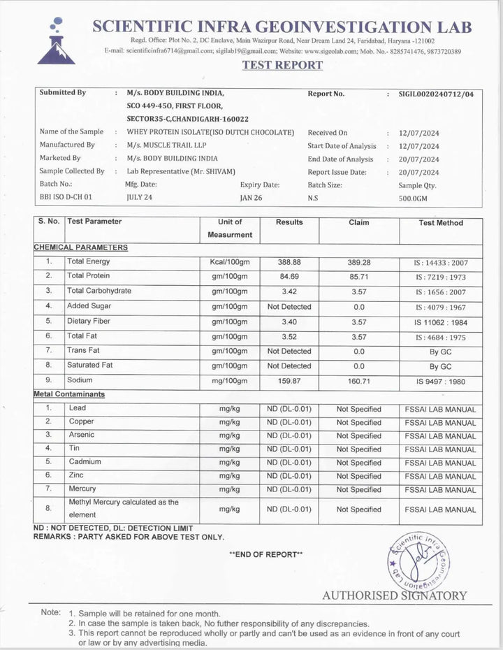 Body Building India BBI ISOLATE Whey Protein Isolate | 24gm Protein | 35 Servings Product vendor