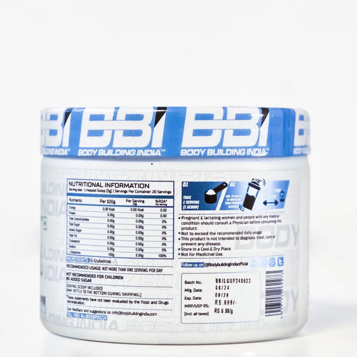 Body Building India BBI L-Glutamine 100g (20 Servings) Product vendor