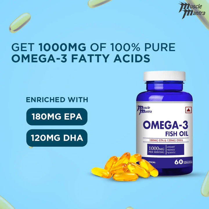 Muscle Mantra Omega-3 1000mg -60 Softgel Capsules Product vendor