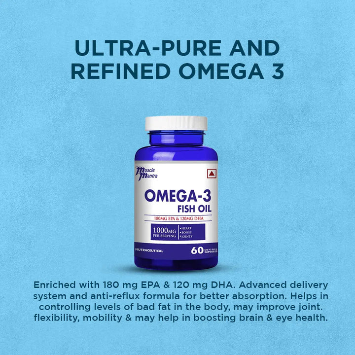 Muscle Mantra Omega-3 1000mg -60 Softgel Capsules Product vendor