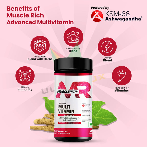 MuscleRich Advanced Multivitamin powered by KSM66 Ashwagandha 60 Tablets Product vendor