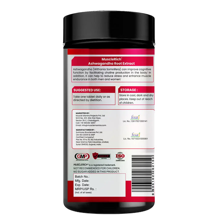 MuscleRich Ashwagandha 500mg (60 Tablets) Product vendor