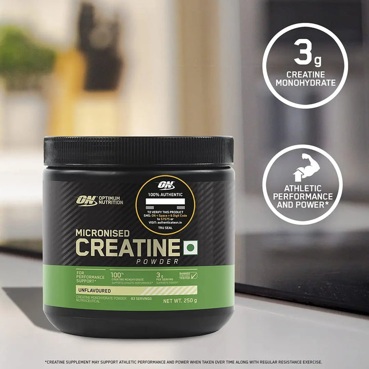 Optimum Nutrition (ON) Micronized Creatine Powder - 250 Gram, 83 Servings - Halt