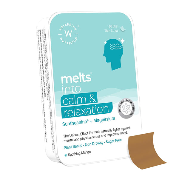 Wellbeing Nutrition Melts Calm & Relaxation | Suntheanine + Magnesium (30 Oral Strips) Wellbeing Nutrition