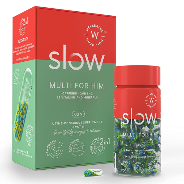 Wellbeing Nutrition Slow Multi For Him (Multivitamin for Men) 60 Capsules Wellbeing Nutrition